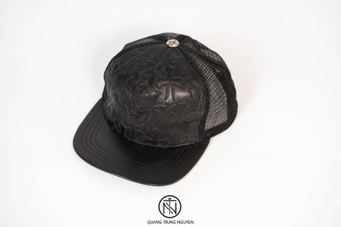 Mũ Chrome hearts cemetery trucker leather hat