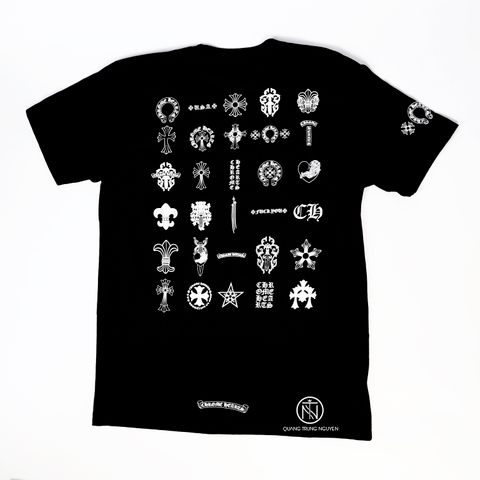 Áo Chrome hearts multi logo black tee