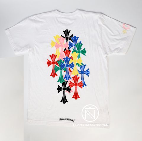 Áo thun Chrome hearts white multi color cross tee