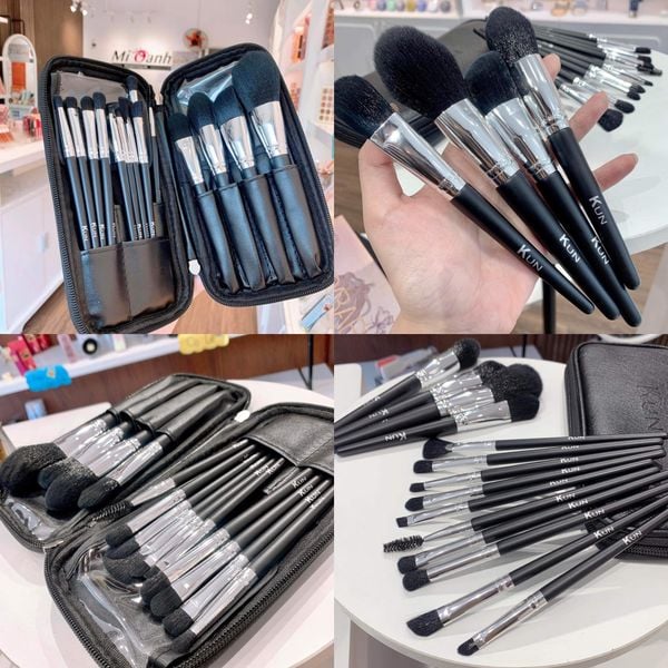 Kun bộ cọ trang điểm cá nhân 14 cây đi kèm bao da PU tiện lợi