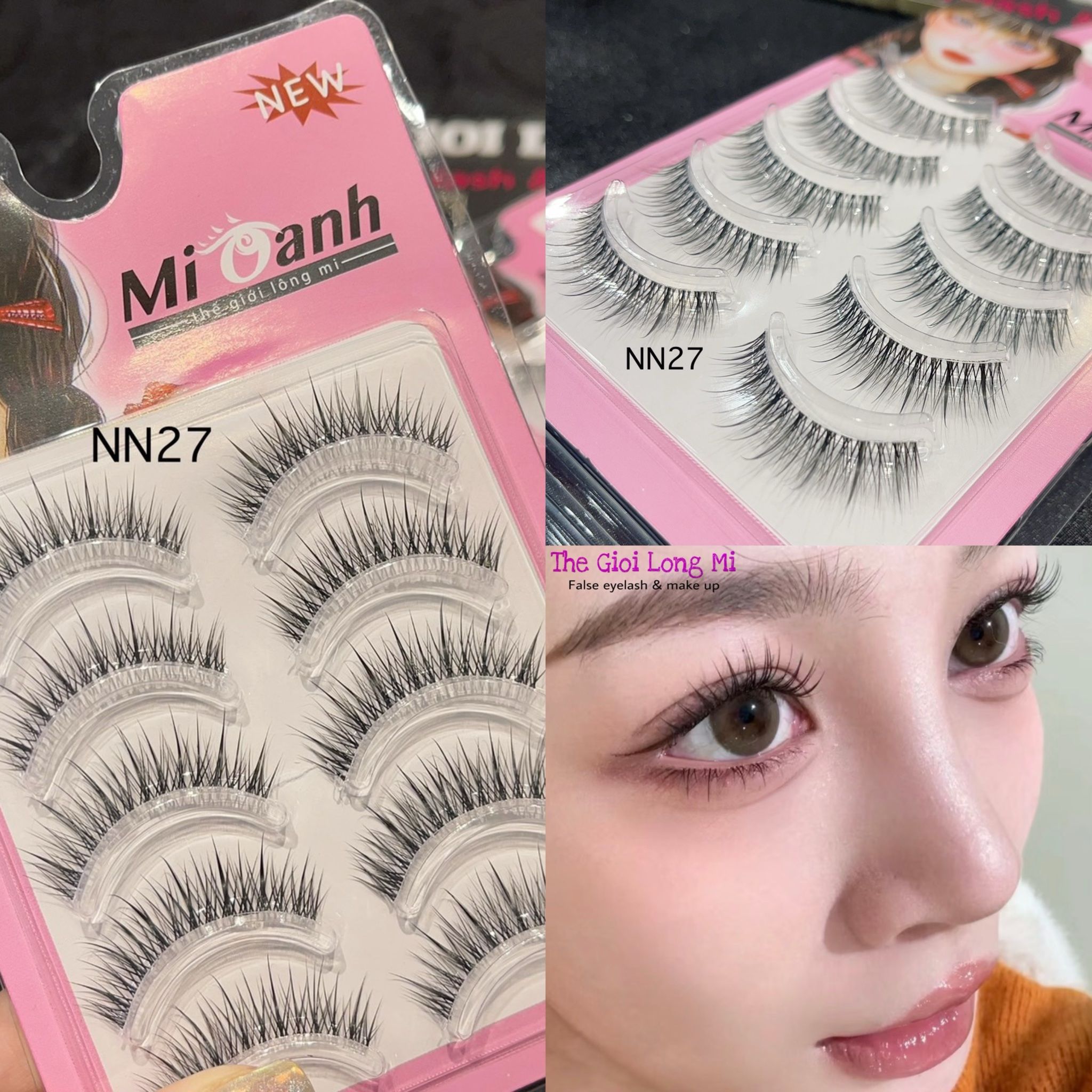 NN27 hộp lông mi giả 5 cặp viền gân trong tàng hình thương hiệu Mi Oanh