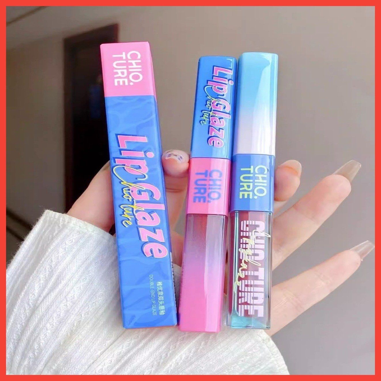 Double-end lip glaze son bóng dưỡng môi có màu dưỡng ẩm tiện lợi thương hiệu Chio Ture