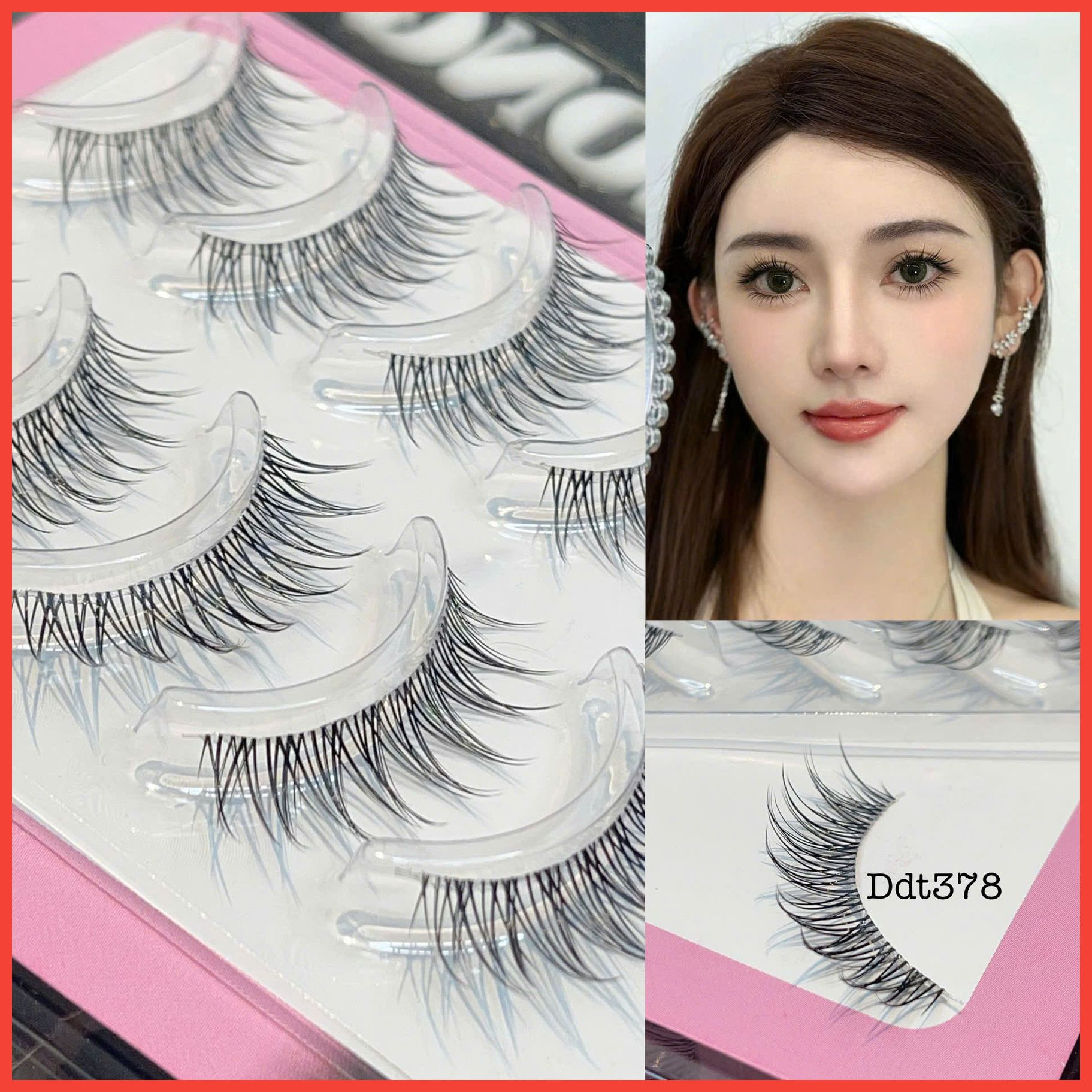 Ddt378 hộp lông mi giả viền gân trong 5 cặp thương hiệu Mi Oanh