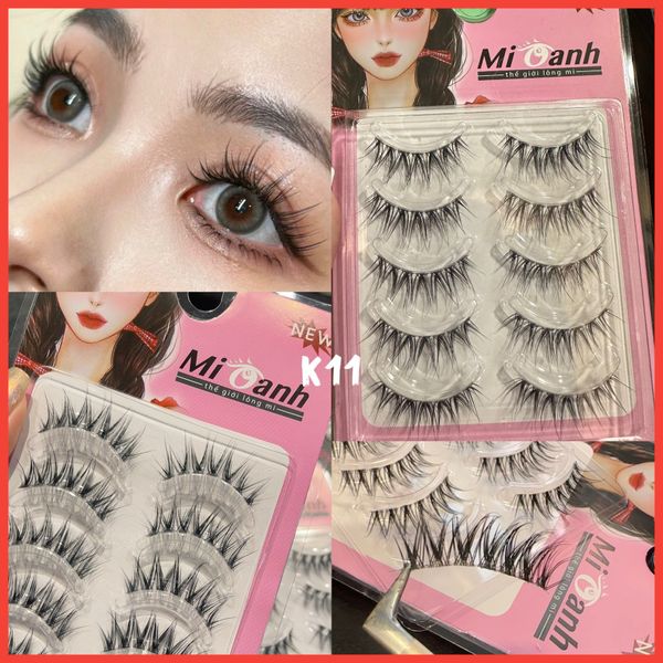 K11 hộp lông mi giả thương hiệu Mi Oanh 5 cặp làm hoàn toàn bằng sợi tự nhiên mang lại cảm giác siêu thật cho người sử dụng