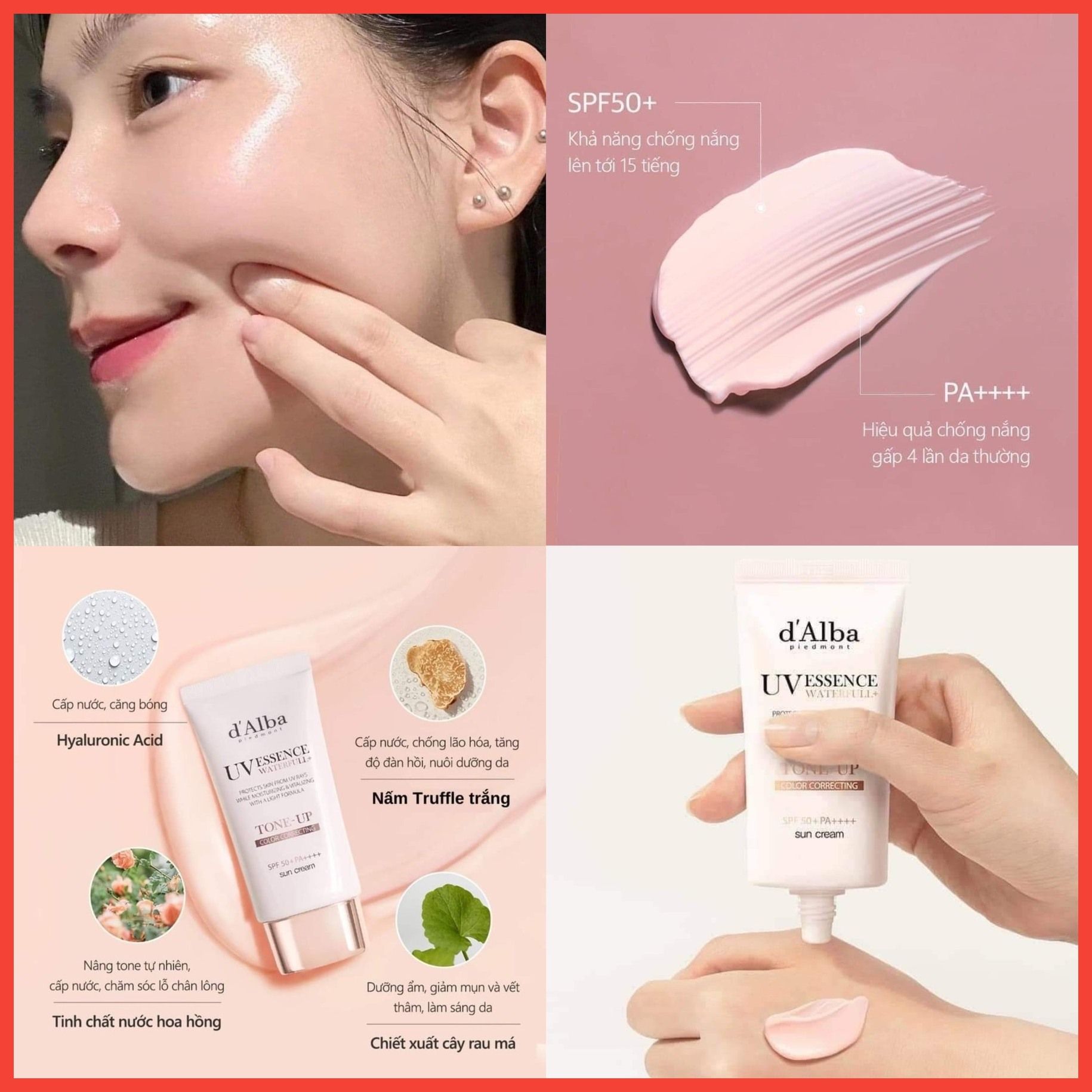 d'Alba kem chống nắng, nâng tone da