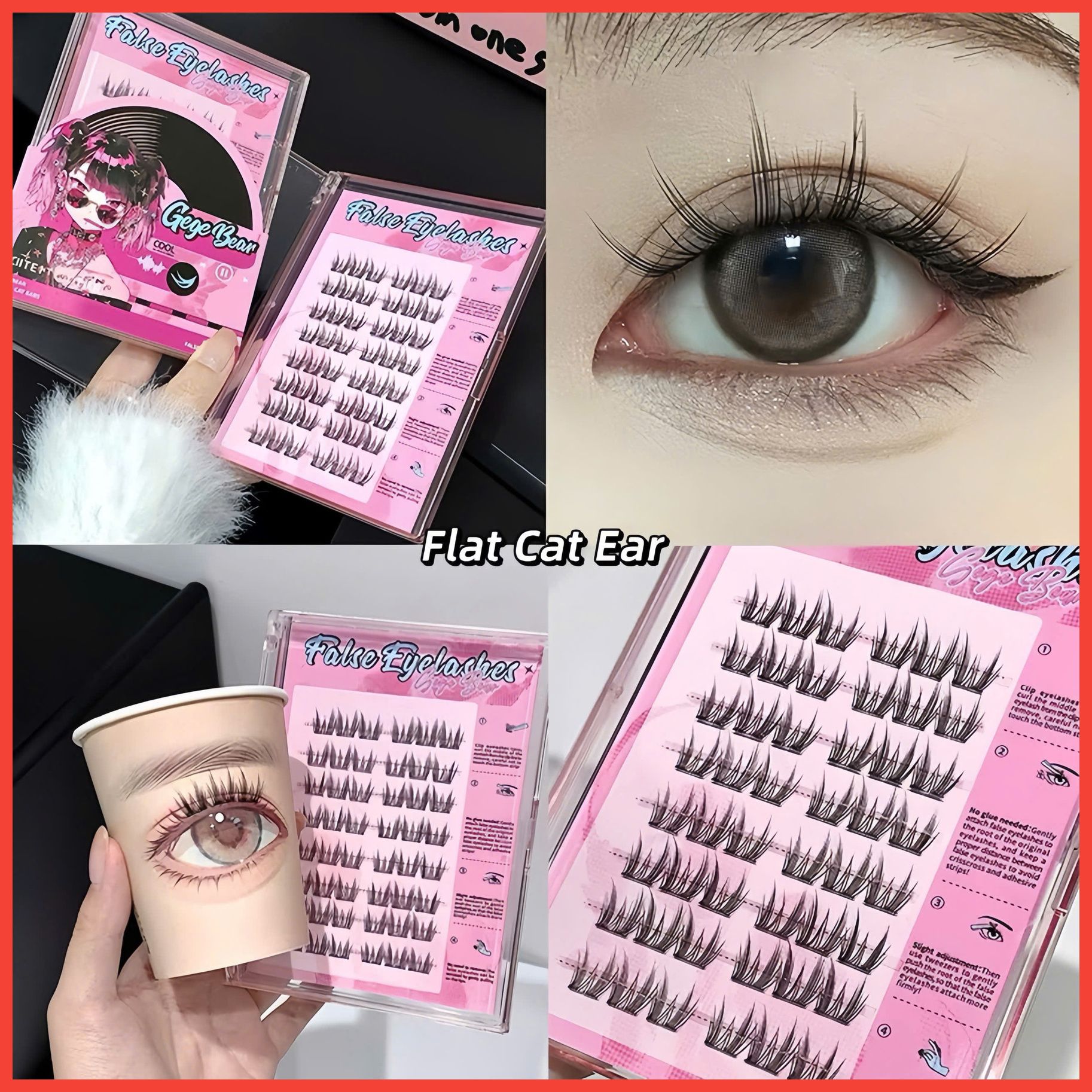 #01 Flat cat eye hộp lông mi giả tự nối có keo sẵn (48 cụm)
