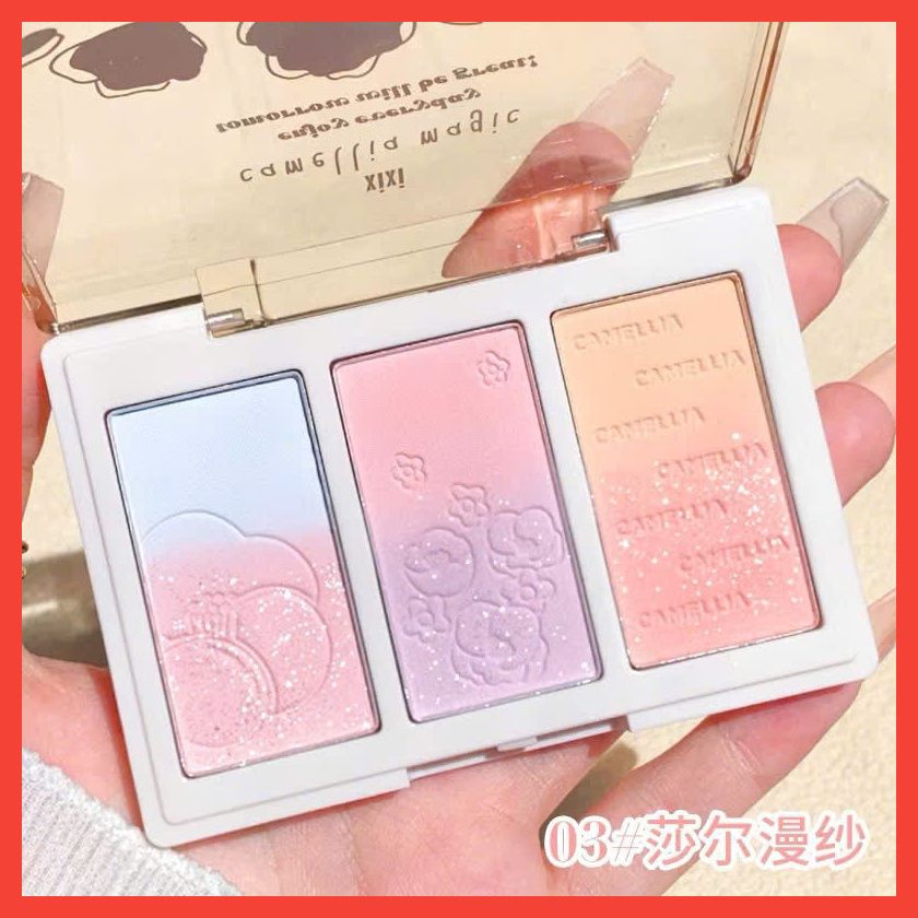Camellia Magic bảng má hồng và tạo khối 3 ô thương hiệu Xixi
