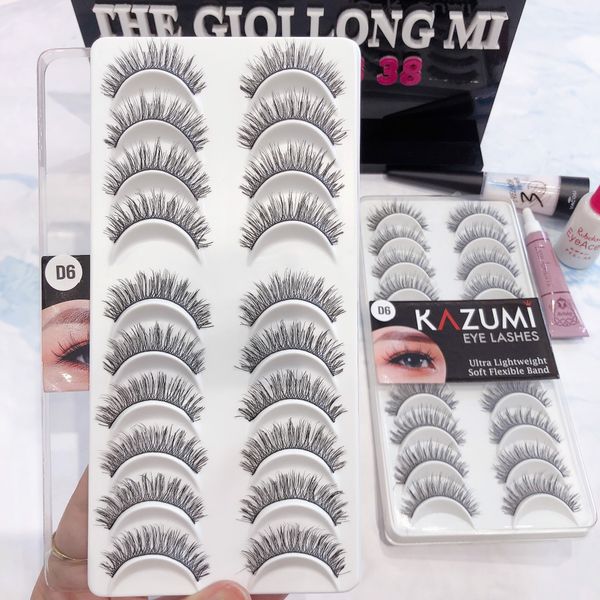 D6 hộp lông mi tóc thật 10 cặp xuất khẩu đi Mỹ thương hiệu Kazumi