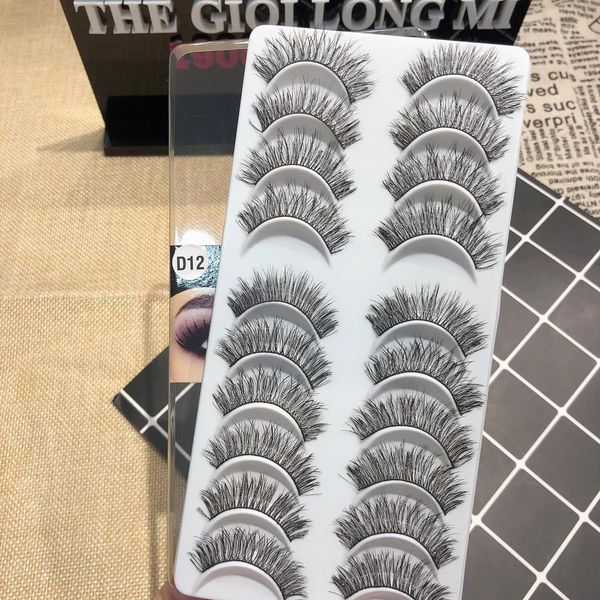 D12 hộp lông mi tóc tự nhiên 10 cặp hàng xuất khẩu Mỹ thương hiệu Kazumi