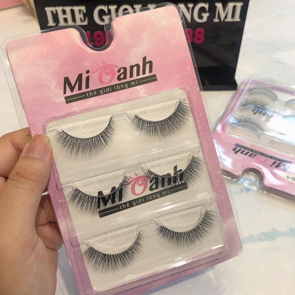 3D-5 hộp lông mi lông chồn kiểu dáng đuôi cá tự nhiên mỏng nhẹ thương hiệu Mi Oanh