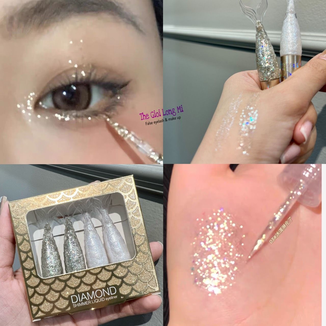 Fish Diamond set 4 cây bút nhũ mắt đuôi cá