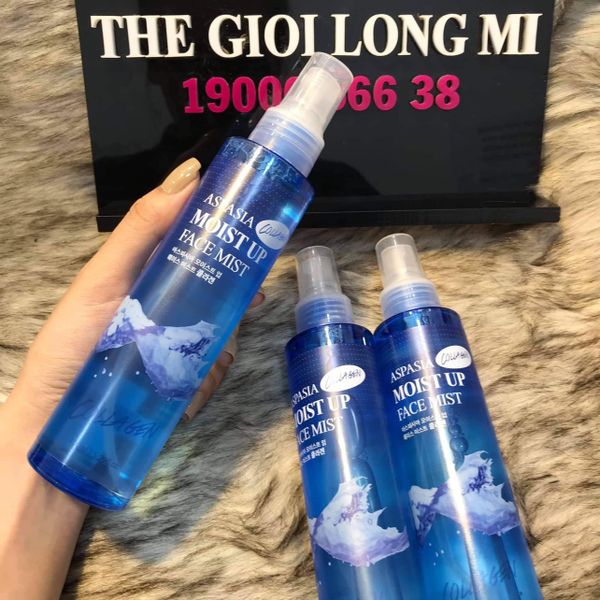 Face mist moist up xịt khoáng dưỡng ẩm trang điểm tinh collagen thương hiệu Aspasia