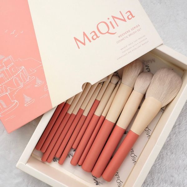 WEEKEND SERIES BỘ CỌ TRANG ĐIỂM CÁ NHÂN MÀU CAM 12 CÂY HỘP GIẤY MAQINA