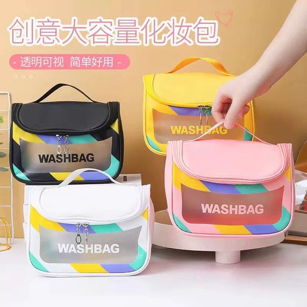 Washbag túi đựng mỹ phẩm du lịch 01 ngăn chất liệu PVC chống nước (size 20x15x10cm)