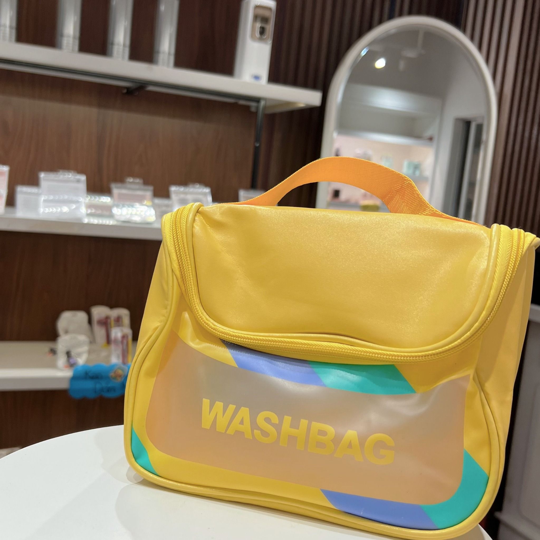 Washbag túi đựng mỹ phẩm du lịch 01 ngăn chất liệu PVC chống nước (size 20x15x10cm)