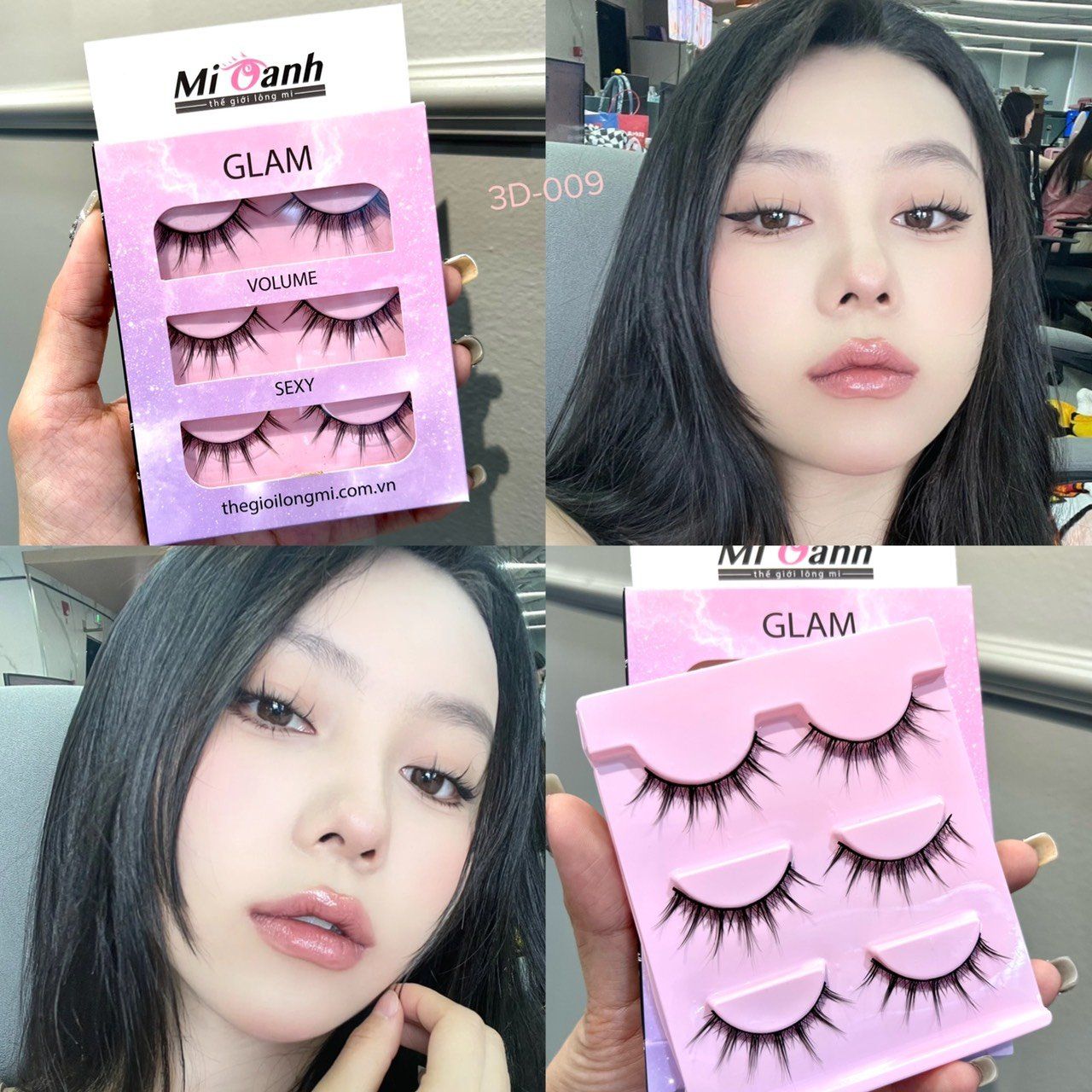 3D-009 hộp lông mi lông chồn 3 cặp thương hiệu Mi Oanh