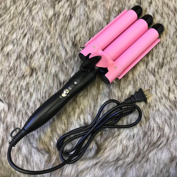 MÁY UỐN TÓC SÓNG NƯỚC 3 LỌN MÀU HỒNG (SIZE 25CM)