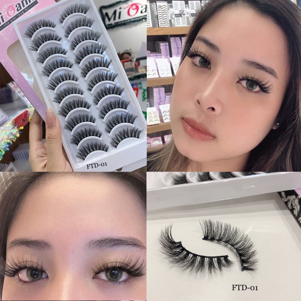 FTD-01 hộp lông mi lông chồn 10 cặp kiểu dáng đuôi cá ấn tượng thương hiệu Mi Oanh