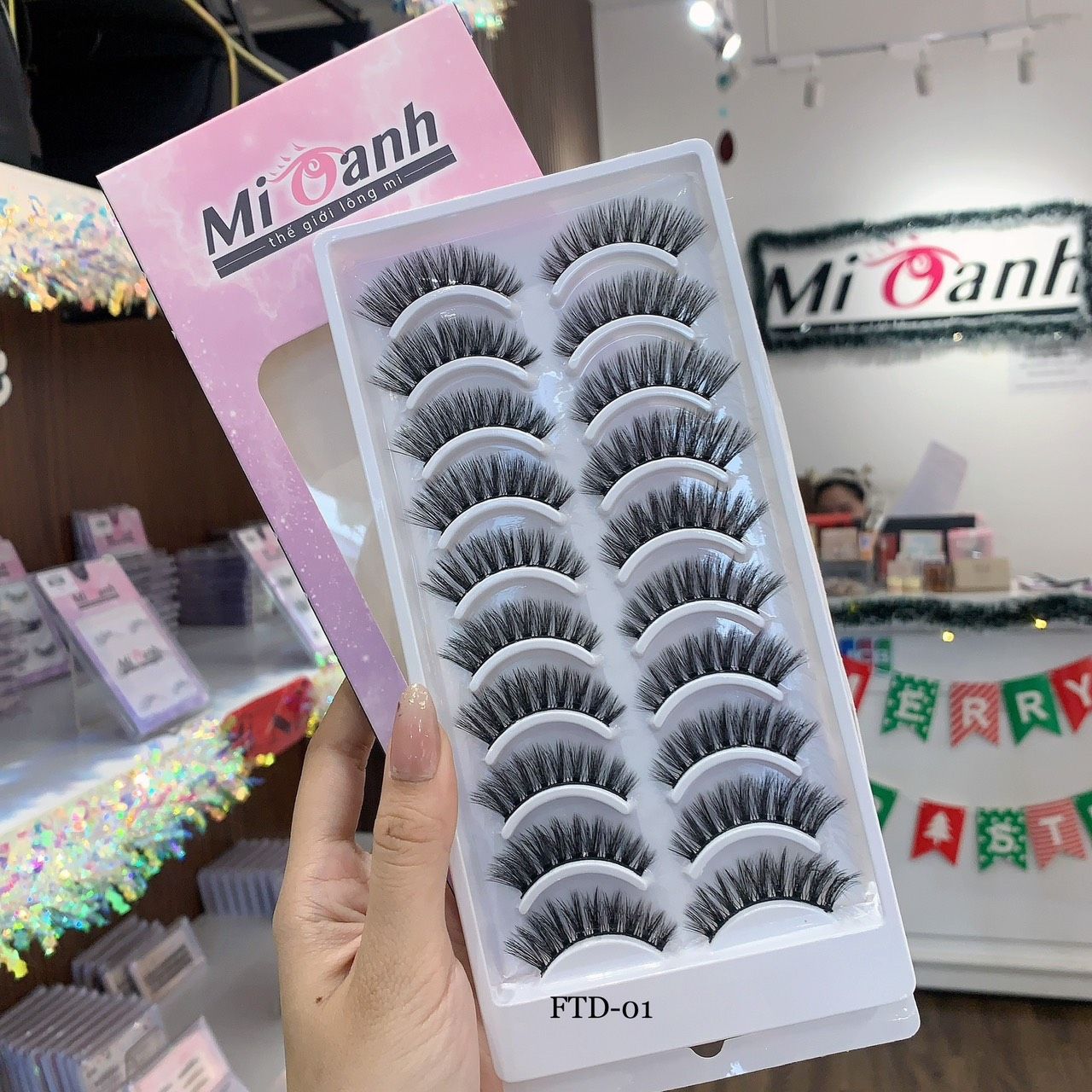 FTD-01 hộp lông mi lông chồn 10 cặp kiểu dáng đuôi cá ấn tượng thương hiệu Mi Oanh