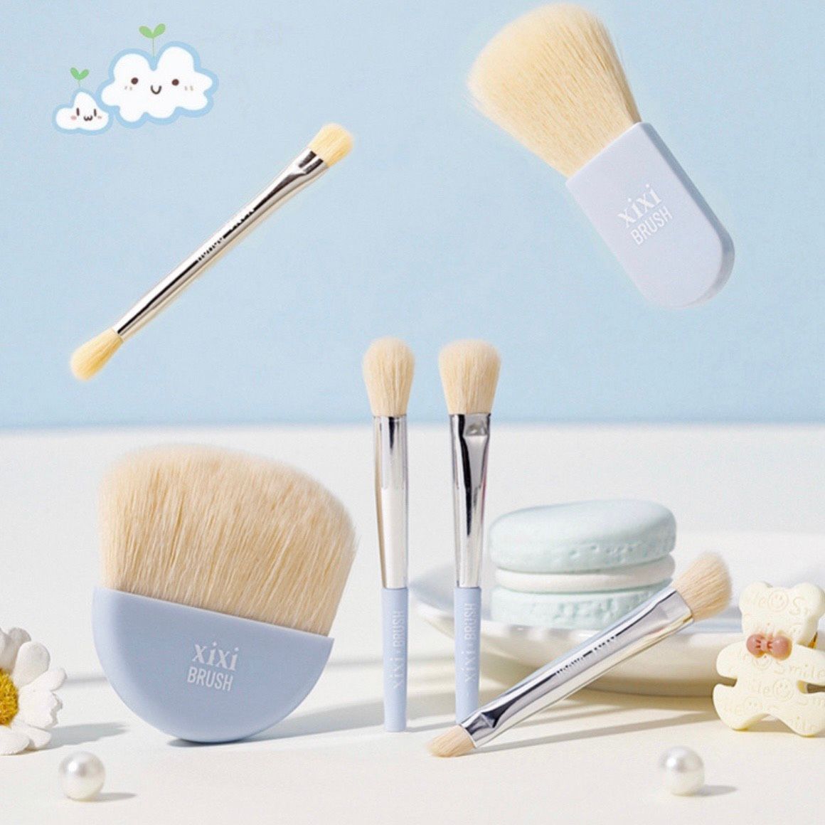 Set cọ trang điểm mini 6 món bỏ túi thương hiệu Xixi
