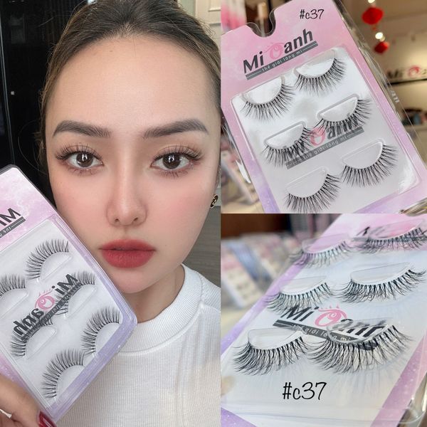 #C37 hộp lông mi lông chồn 3 cặp viền gân trong suốt thương hiệu Mi Oanh