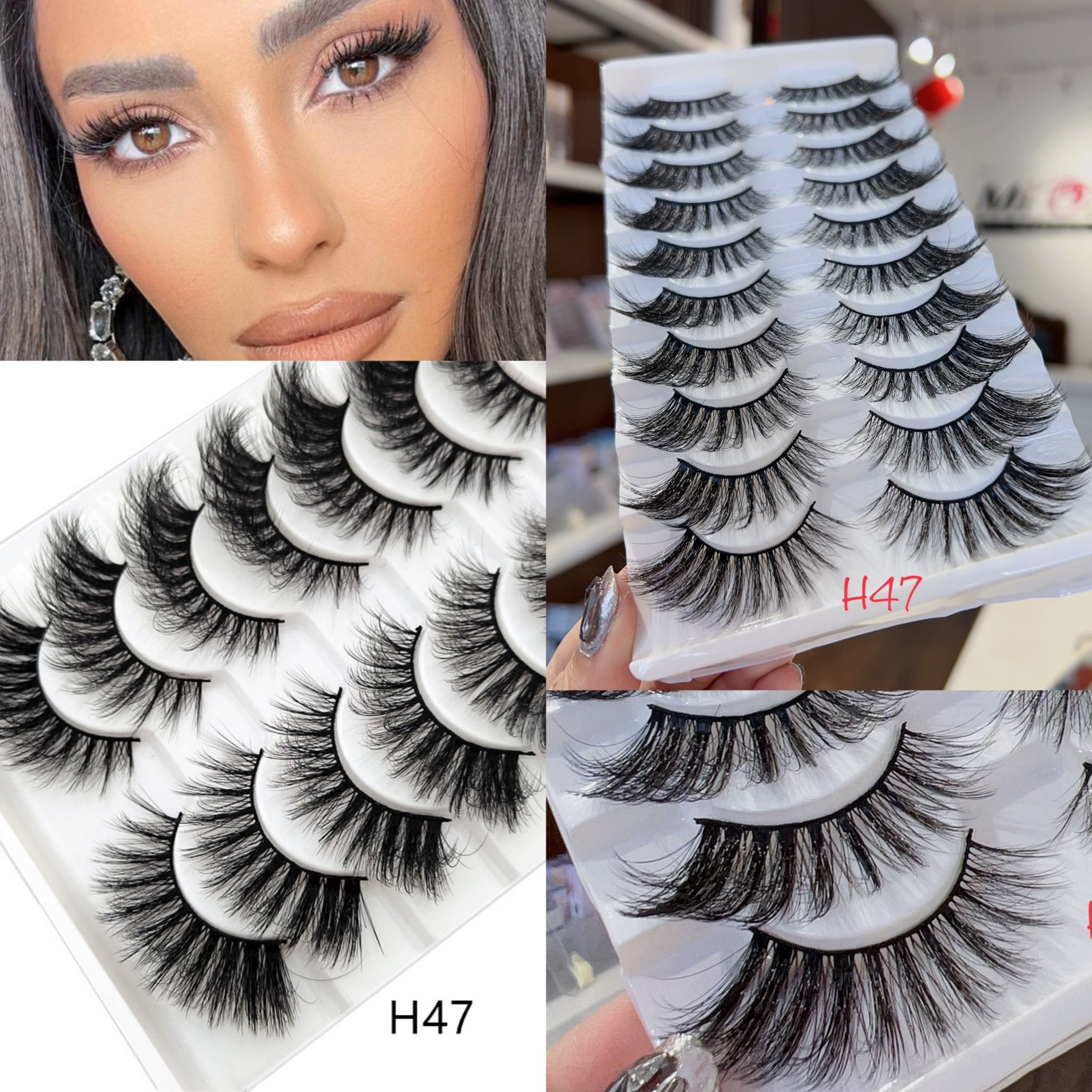 #H47 hộp lông mi lông chồn 10 cặp trang điểm tone Tây siêu sang thương hiệu Mi Oanh