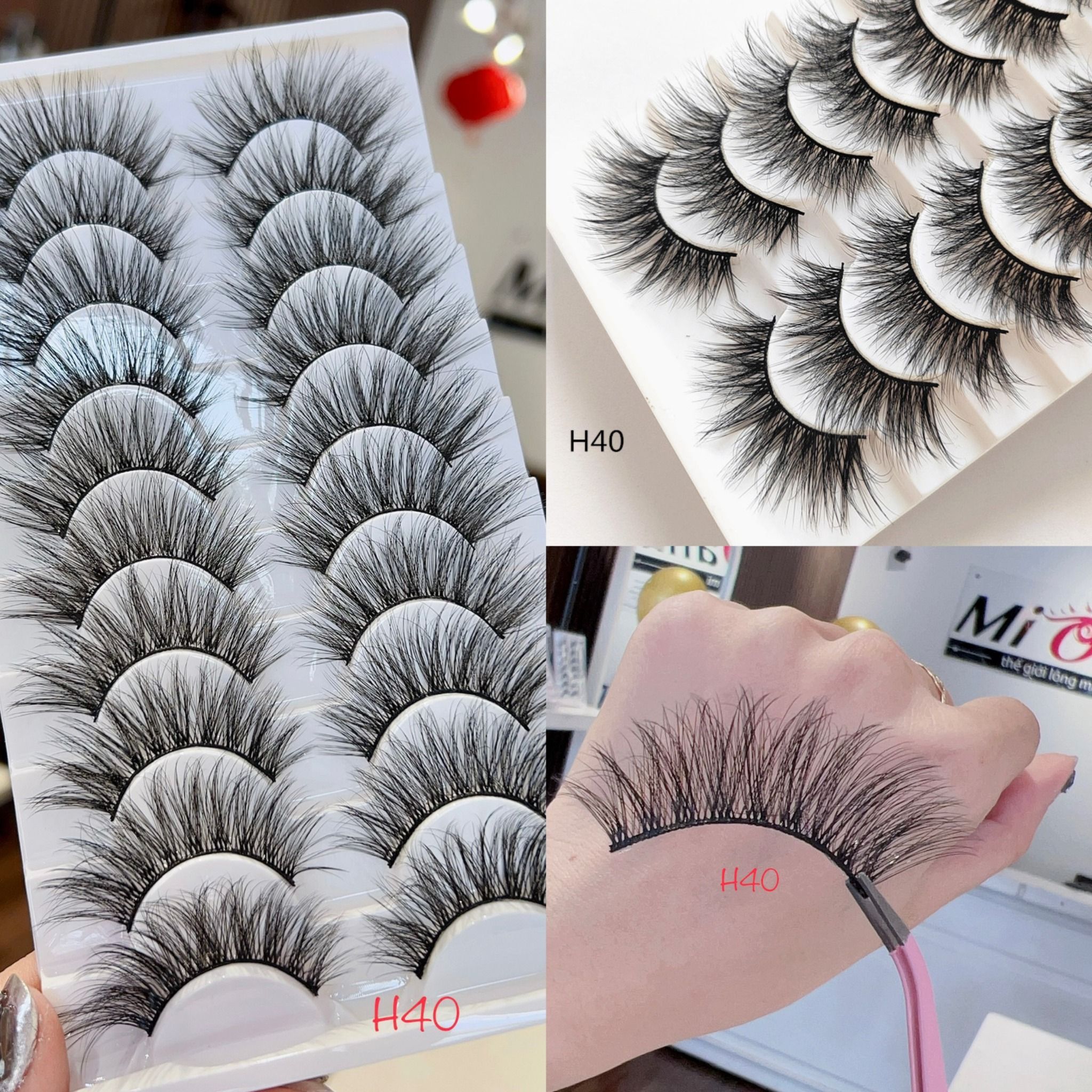 #H40 Hộp lông mi lông chồn 10 cặp make up tone Tây ấn tượng thương hiệu Mi Oanh