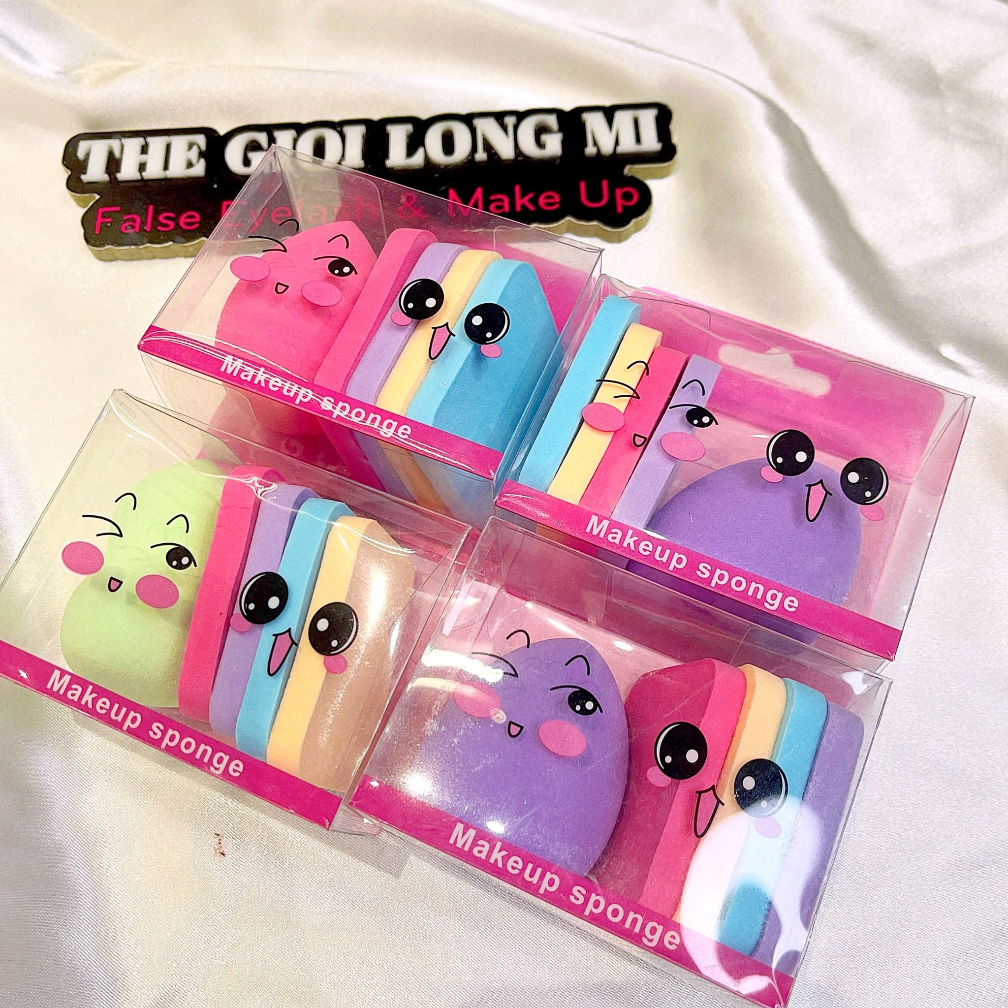 Mút tán kem nền hộp nhựa trong suốt 5 miếng siêu cute