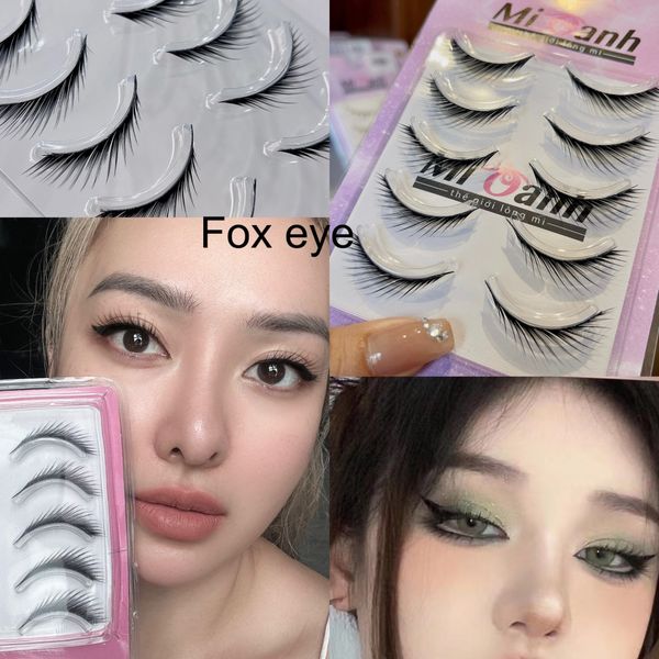 Hộp lông mi giả 5 cặp làm bằng tóc tự nhiên kiểu dáng Fox Eye thương hiệu Mi Oanh