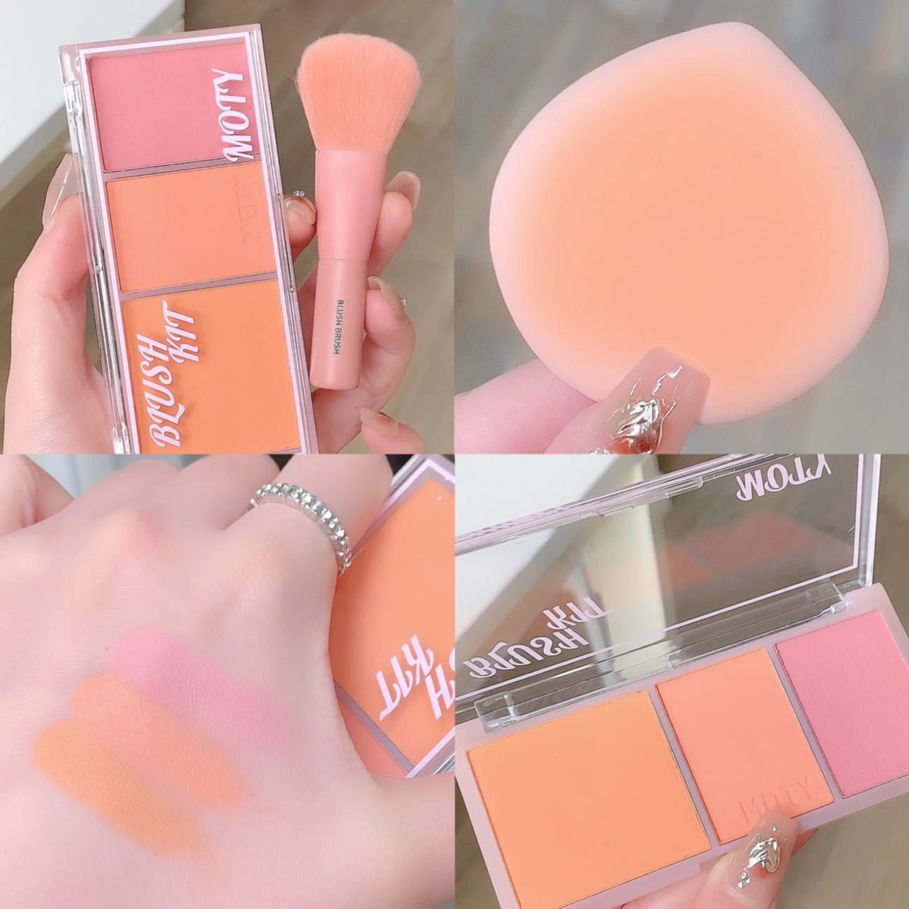  Bảng má hồng 3 ô Blush Kit siêu nhỏ gọn thương hiệu Moty 