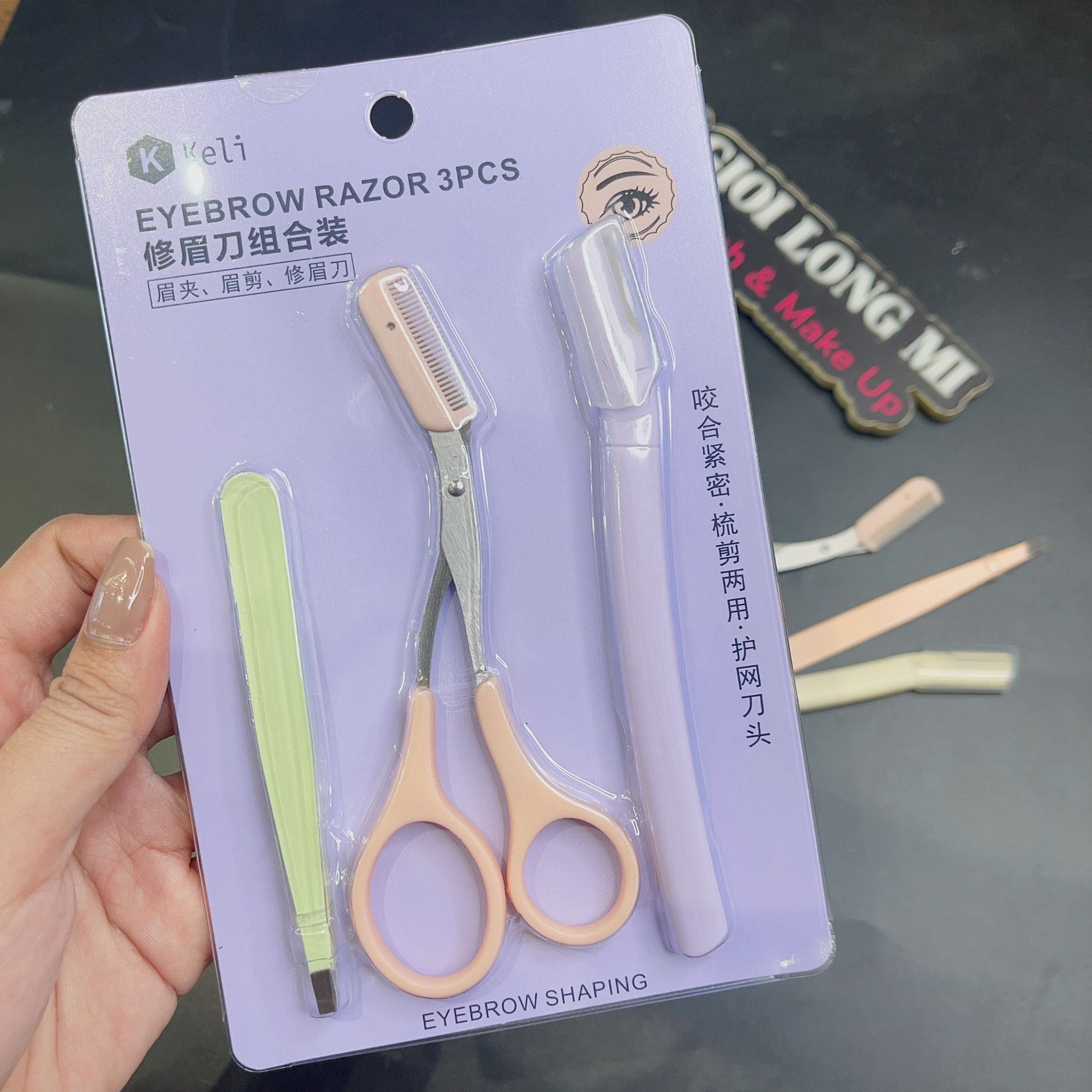 Set dao cạo chân mày 03 món siêu tiện lợi thương hiệu Keli