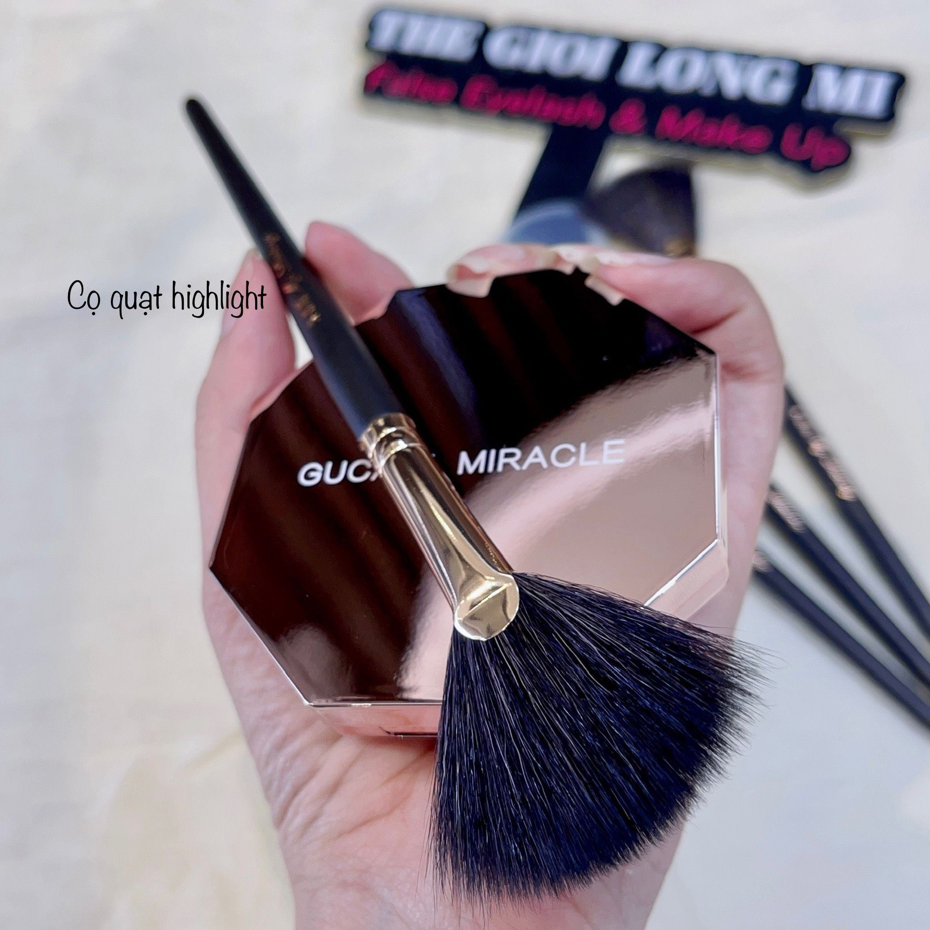 Cọ đầu quạt trang điểm highlight & má hồng thương hiệu My Destiny (dài 19cm)