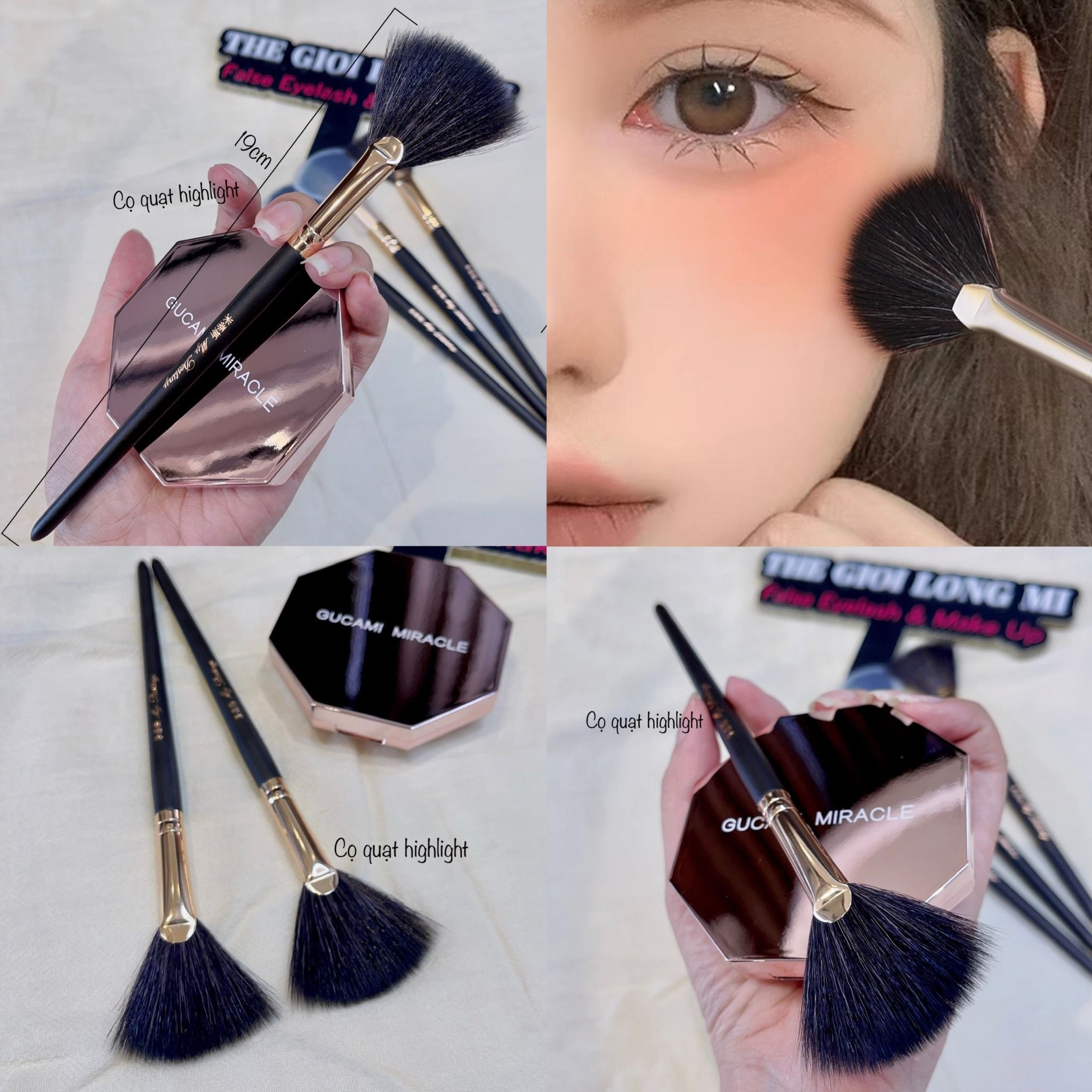 Cọ đầu quạt trang điểm highlight & má hồng thương hiệu My Destiny (dài 19cm)