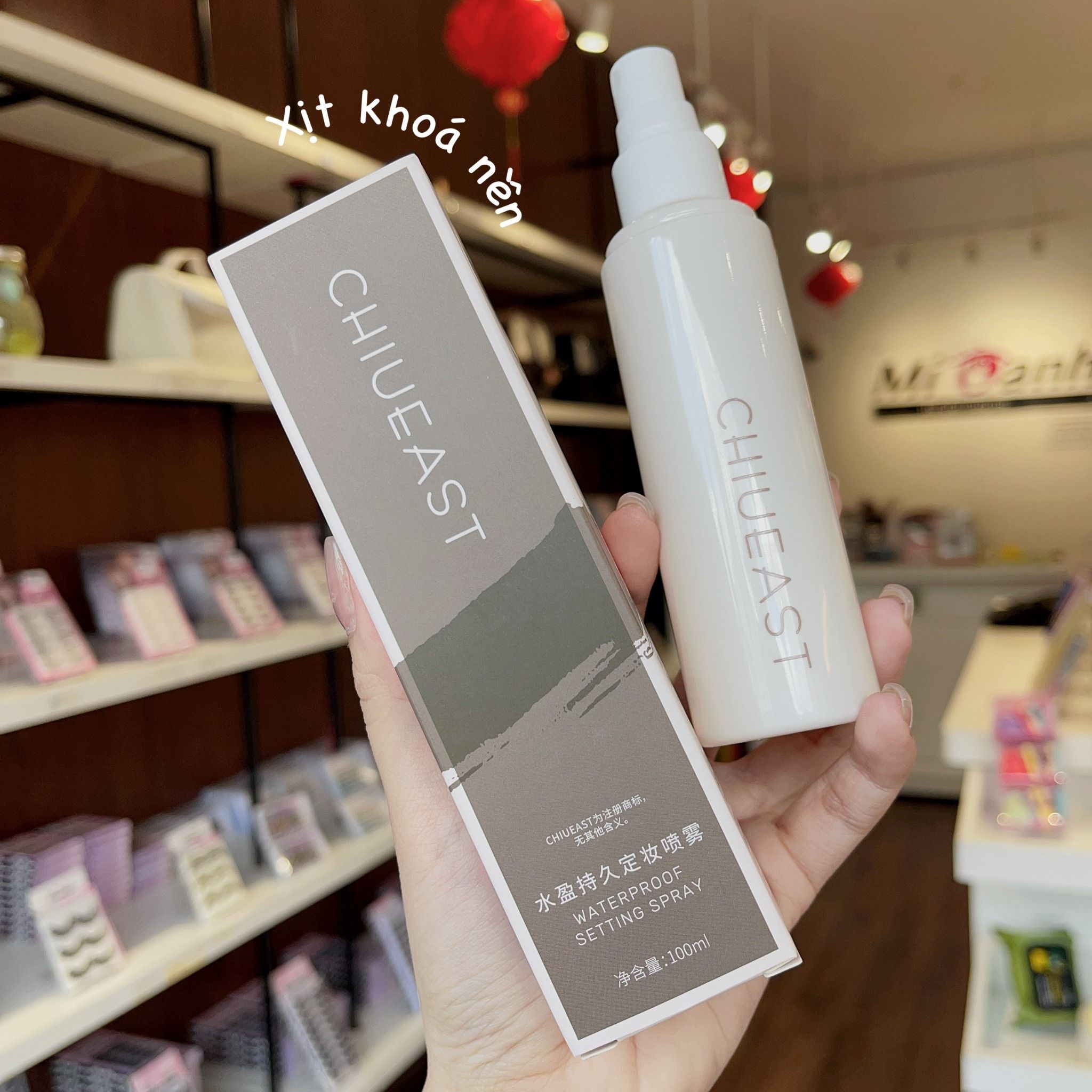 Chiueast chai xịt khóa nền trang điểm chống thấm nước