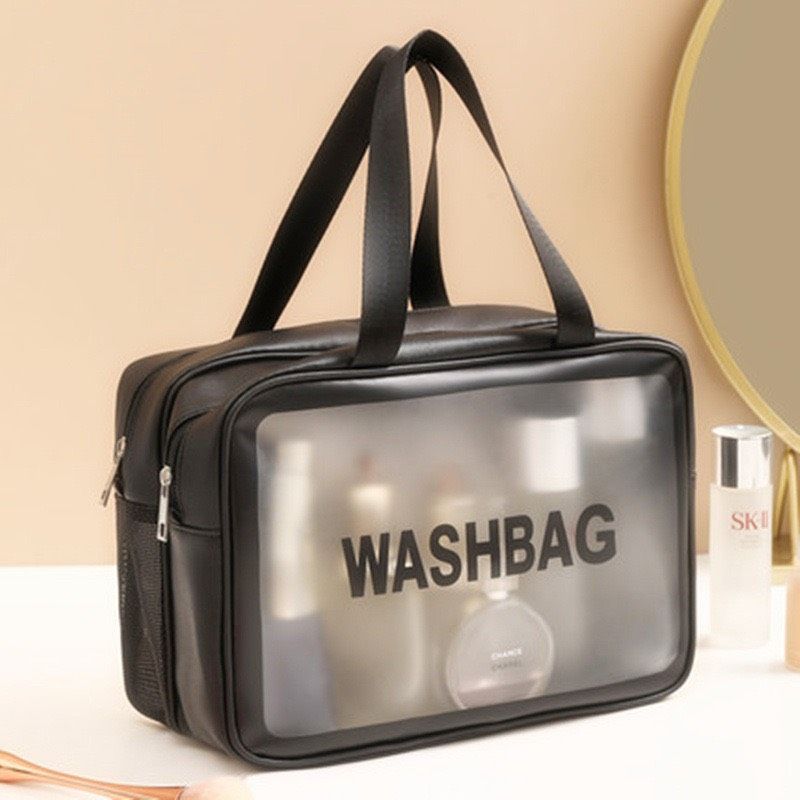Washbag túi đựng mỹ phẩm 2 ngăn siêu rộng chất liệu pvc trong suốt chống thấm nước (21cm x 31cm x 15cm)