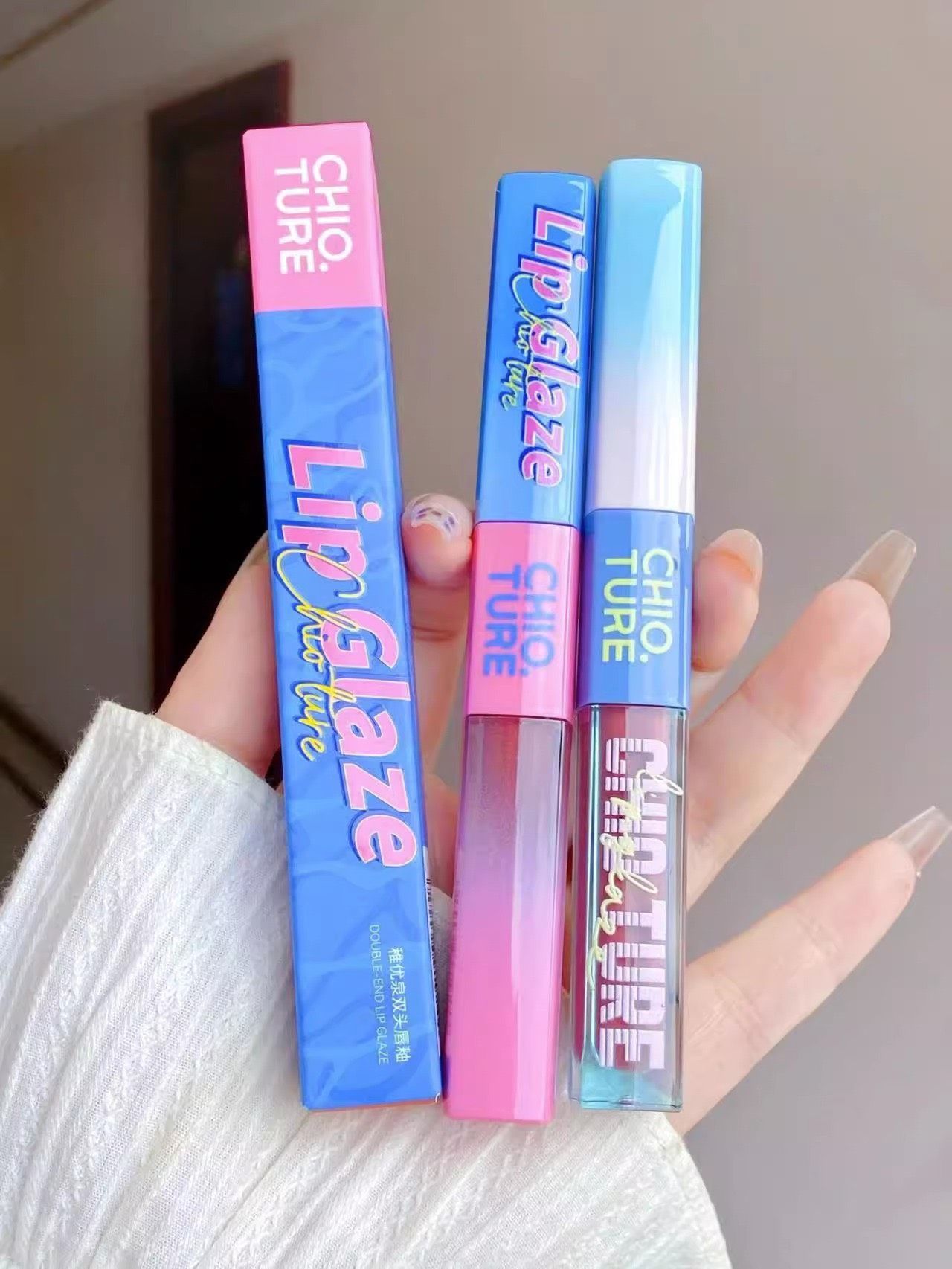 Double-end lip glaze son bóng dưỡng môi có màu dưỡng ẩm tiện lợi thương hiệu Chio Ture