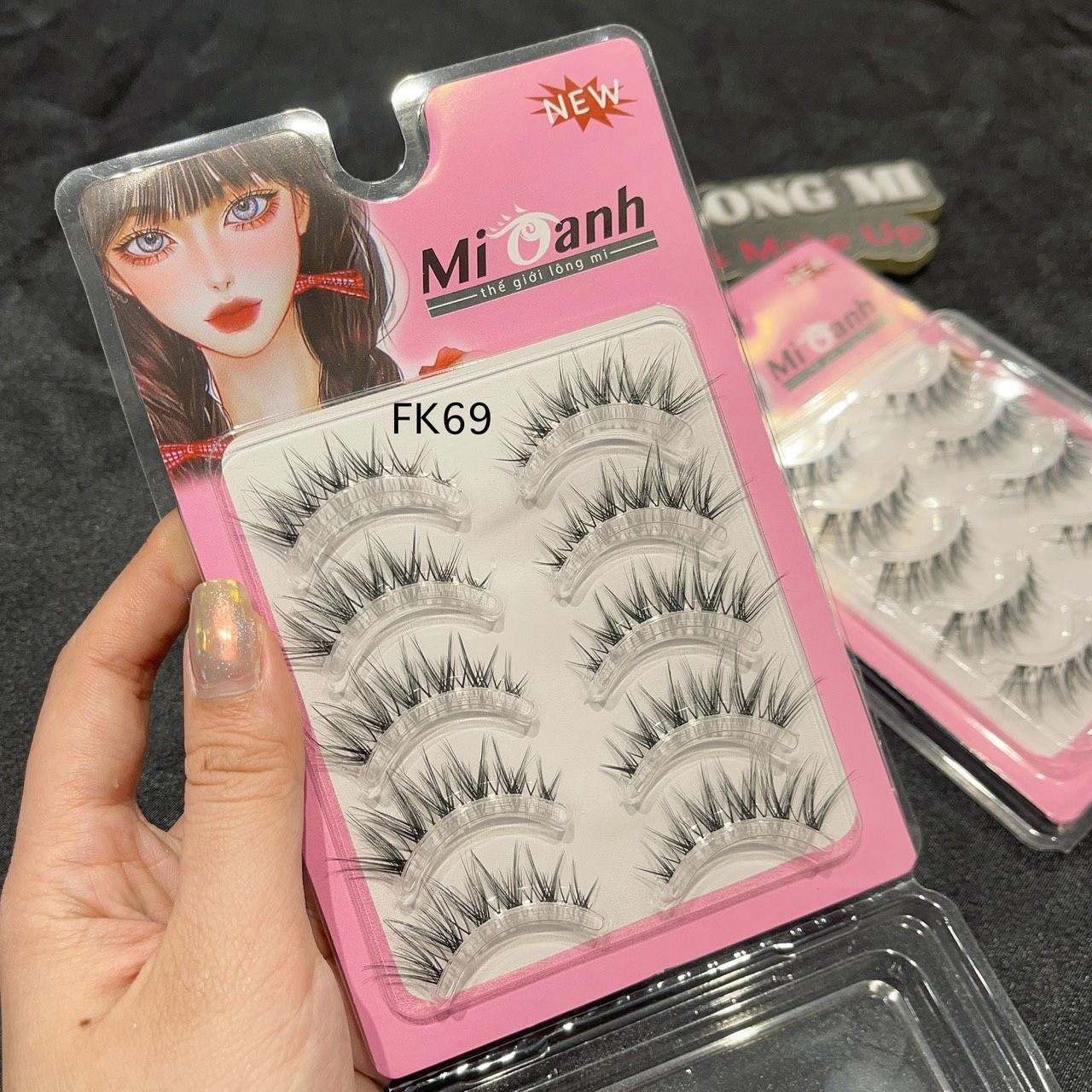 FK69 hộp lông mi giả 5 cặp viền gân trong tàng hình thương hiệu Mi Oanh
