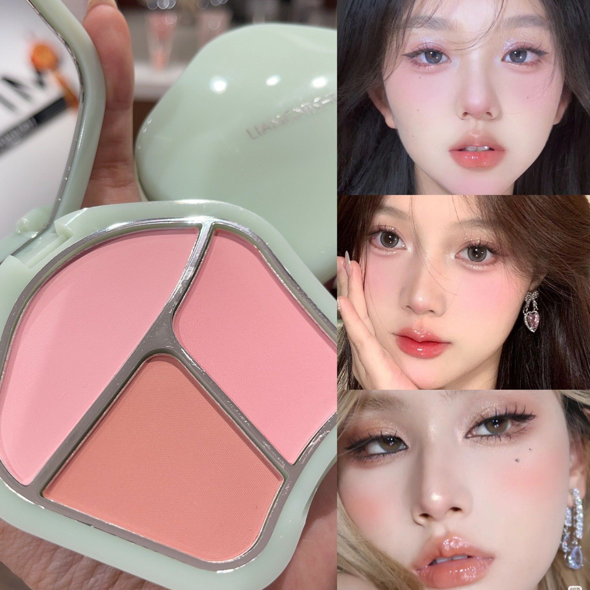  Shell blush má hồng 3 ô với thiết kế vỏ sò đẹp mắt đến từ thương hiệu Liangnishi 