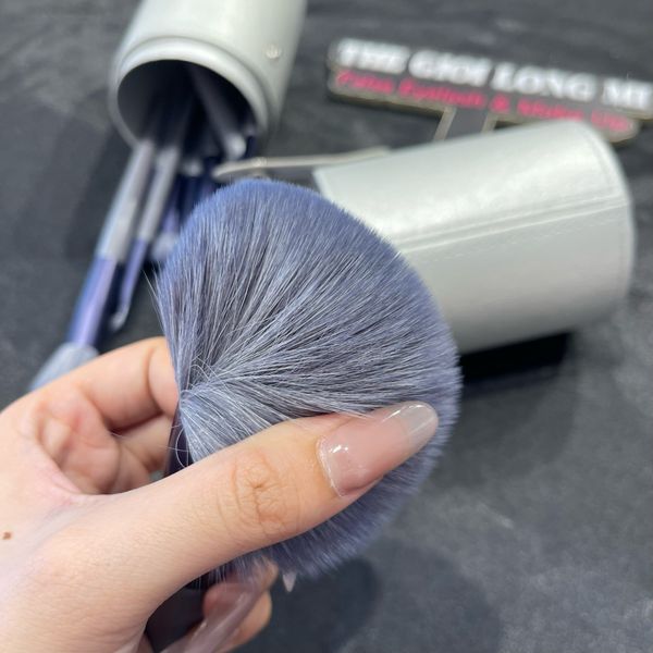  Grey Purple bộ cọ trang điểm 10 cây lon da sang trọng 