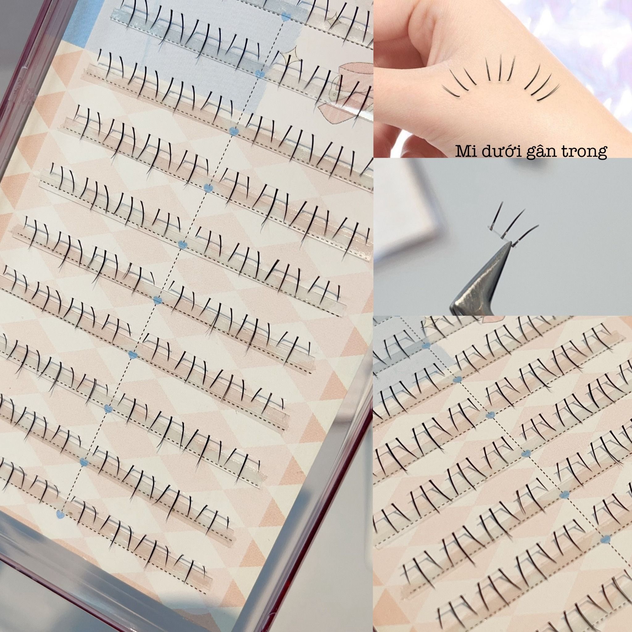Meng Lu hộp lông mi dưới gân trong cụm 3 sợi tự nối tại nhà (80 miếng)