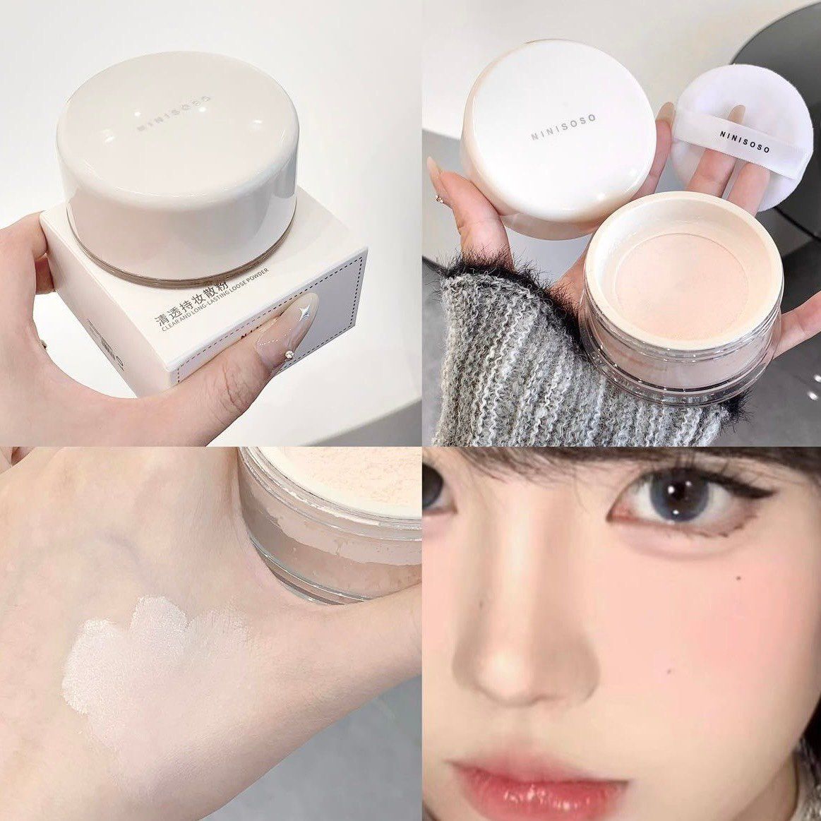 Ninisoso phấn phủ bột kiềm dầu siêu mịn