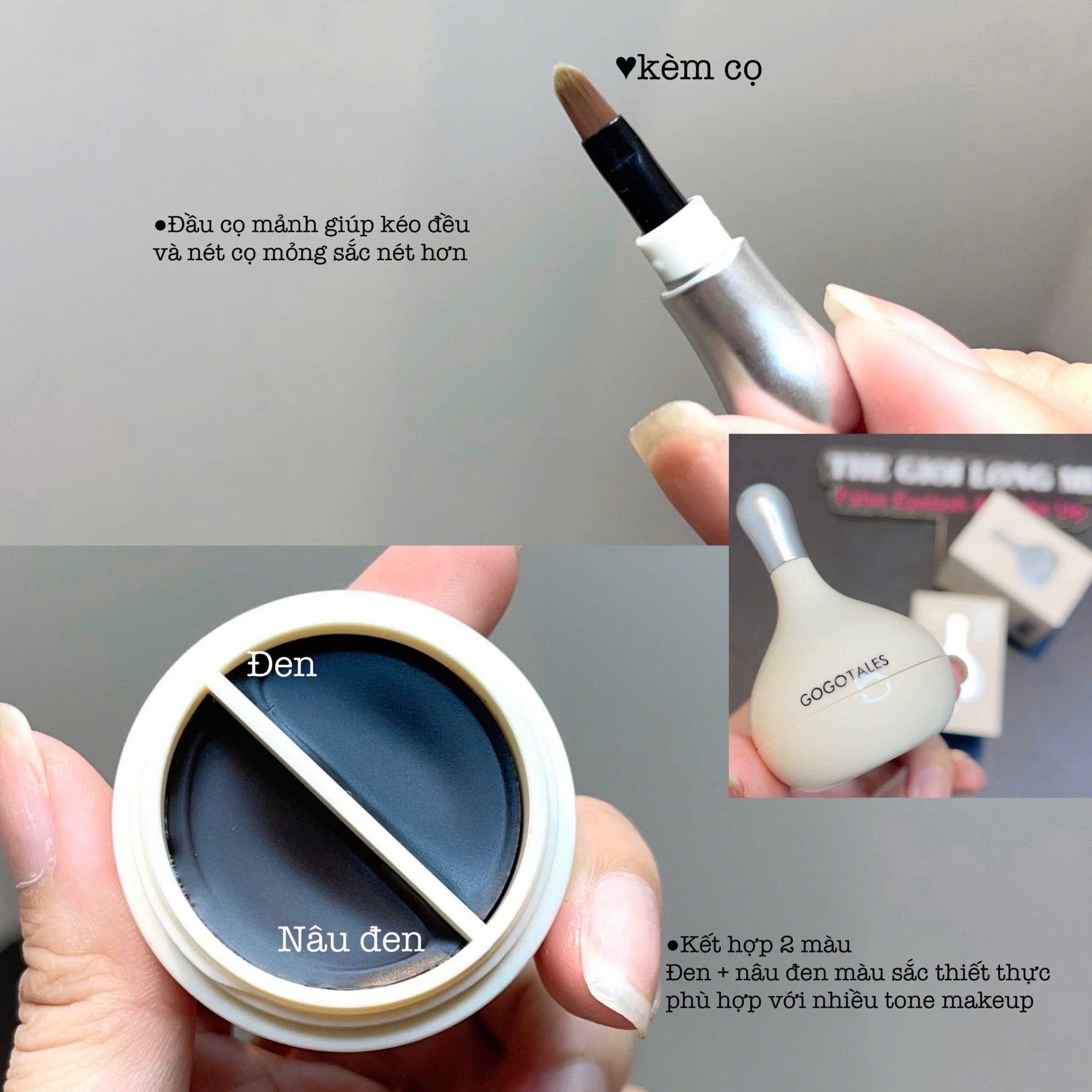 Two-tone eyeliner hộp sáp kẻ mắt 2 màu tiện lợi thương hiệu Gogotales