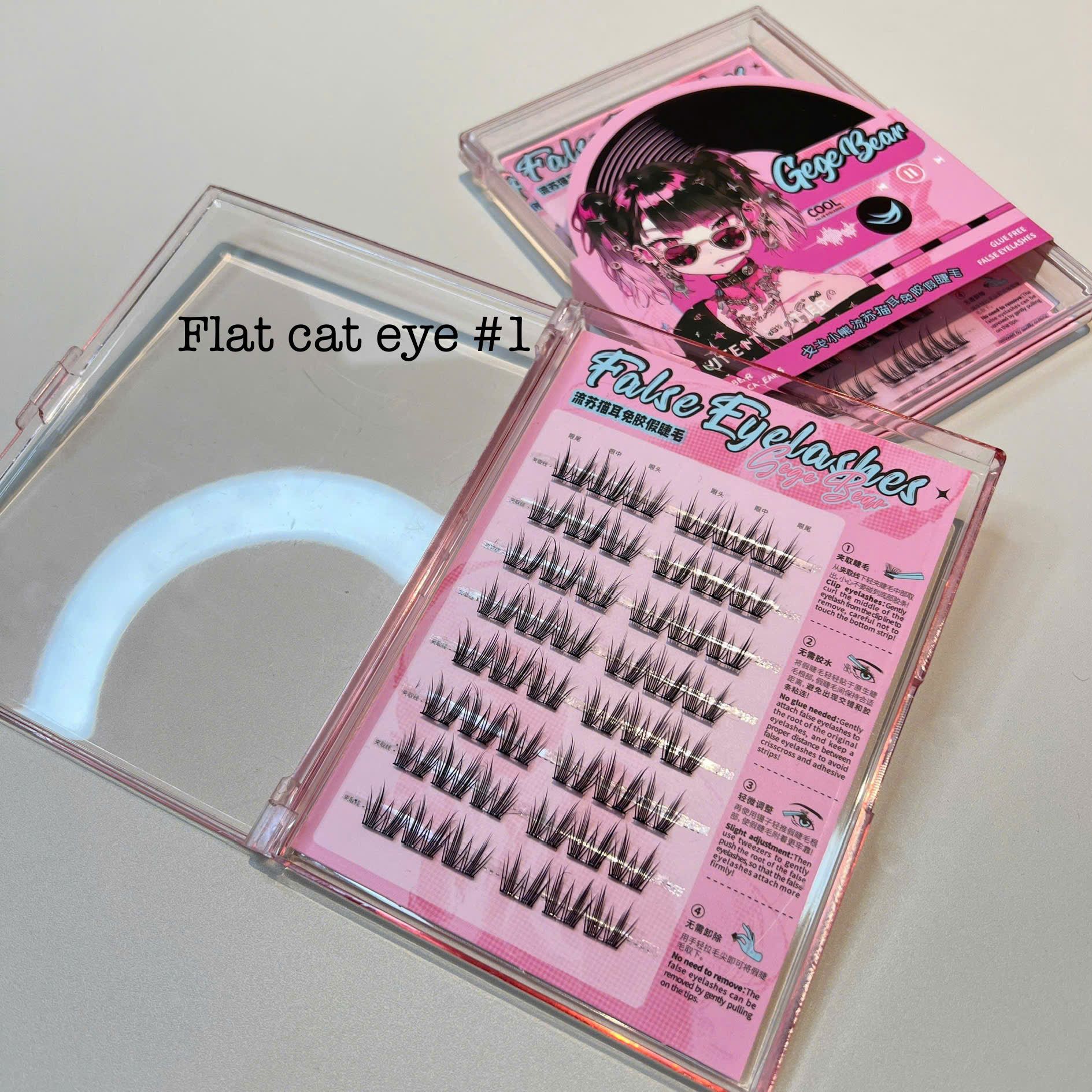 #01 Flat cat eye hộp lông mi giả tự nối có keo sẵn (48 cụm)