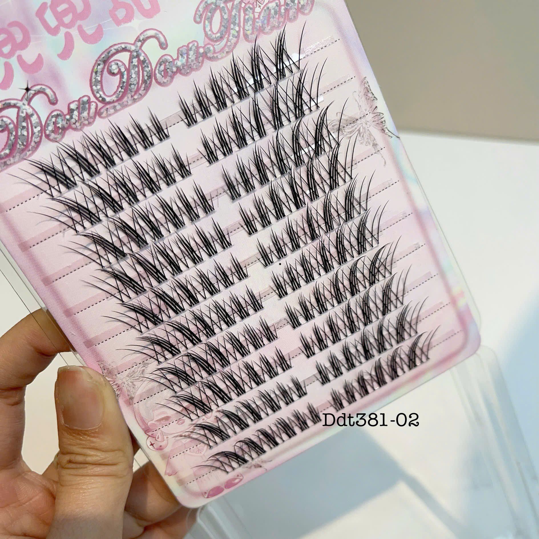 381-02 hộp lông mi lông chồn 10 cặp sợi cước gân trong