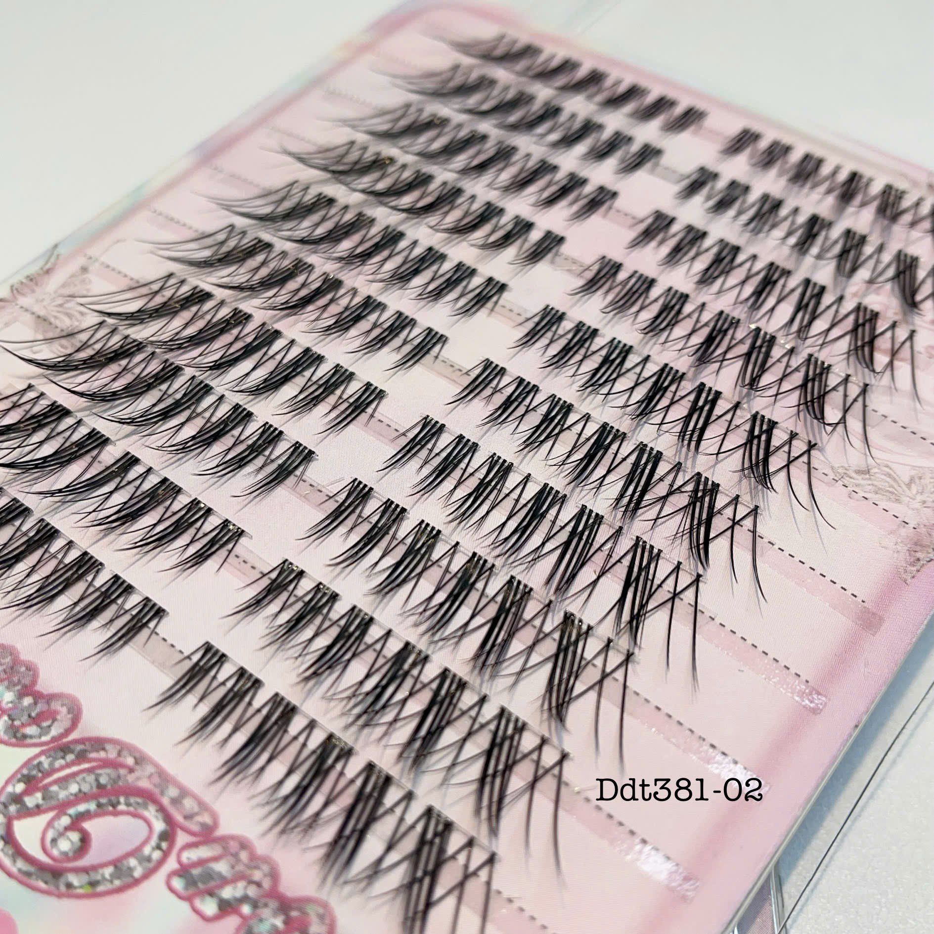381-02 hộp lông mi lông chồn 10 cặp sợi cước gân trong
