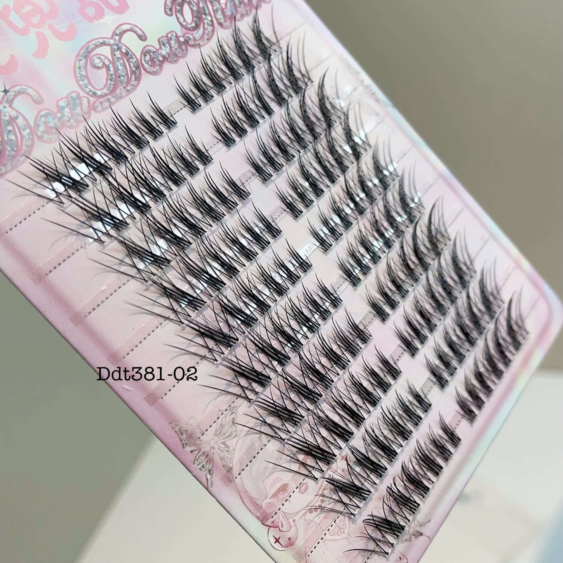 381-02 hộp lông mi lông chồn 10 cặp sợi cước gân trong