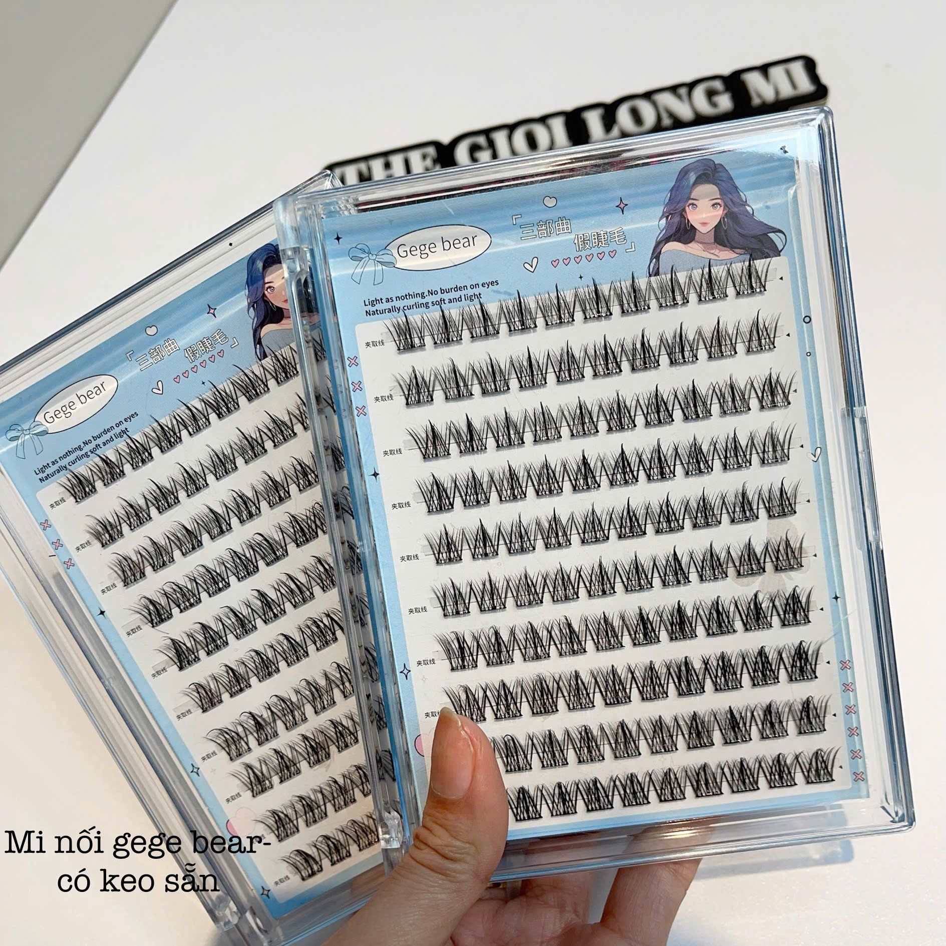 Gege Bear hộp lông mi giả 100 cụm tự nối tại nhà (có keo nối mi sẵn)