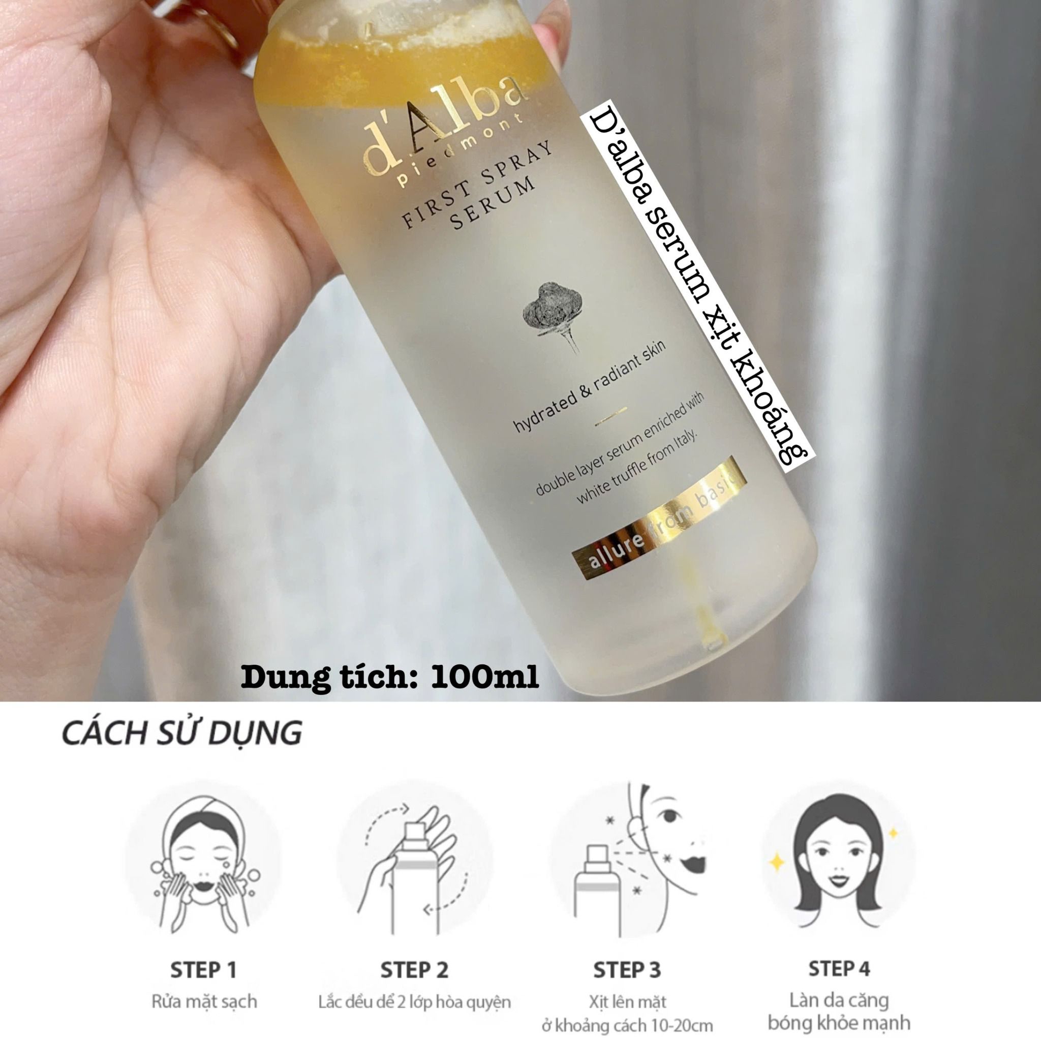 First Spray Serum chai xịt khoáng giữ ẩm dưỡng da thương hiệu d'Alba