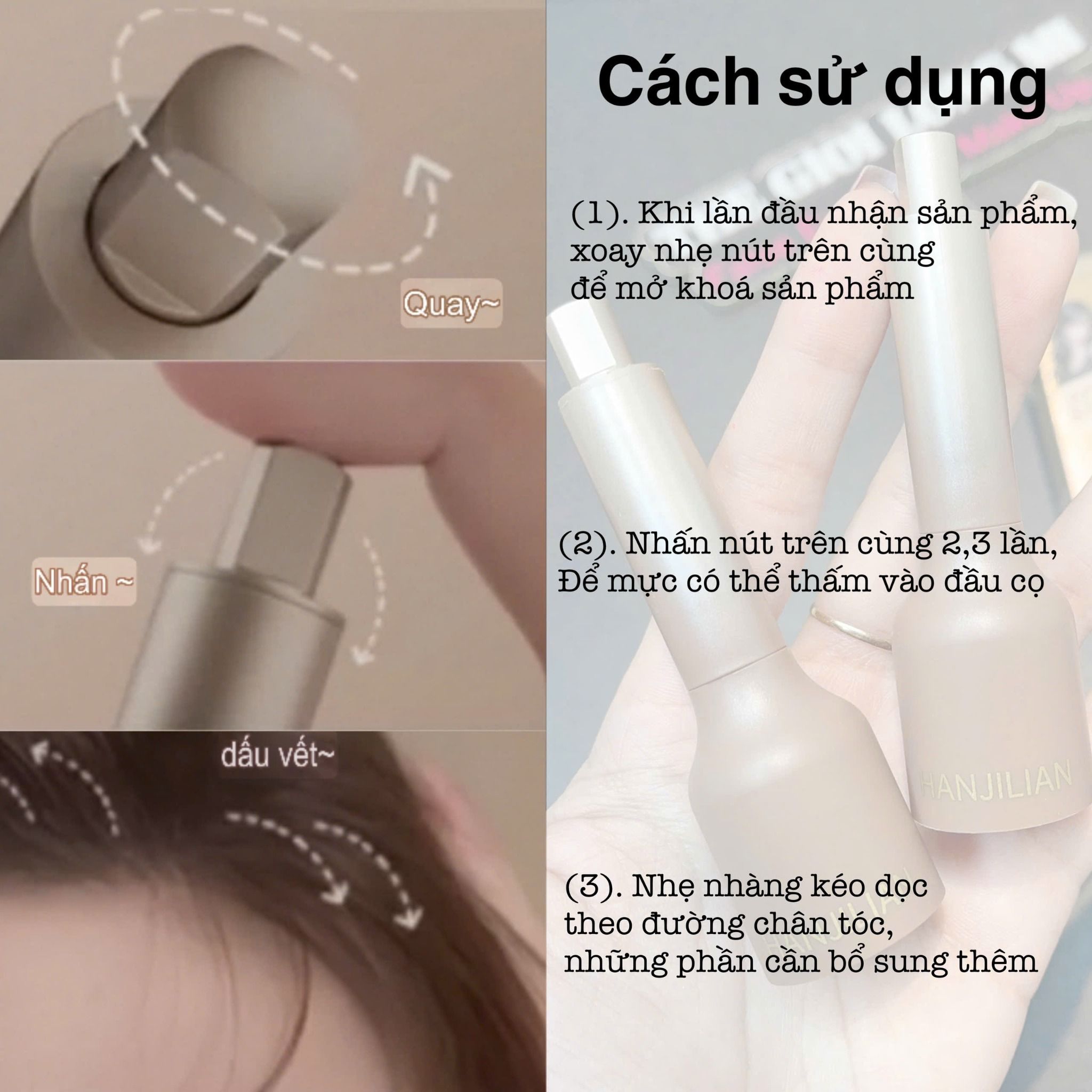 Hanjilian thỏi nhuộm chân mày & phủ tóc thưa