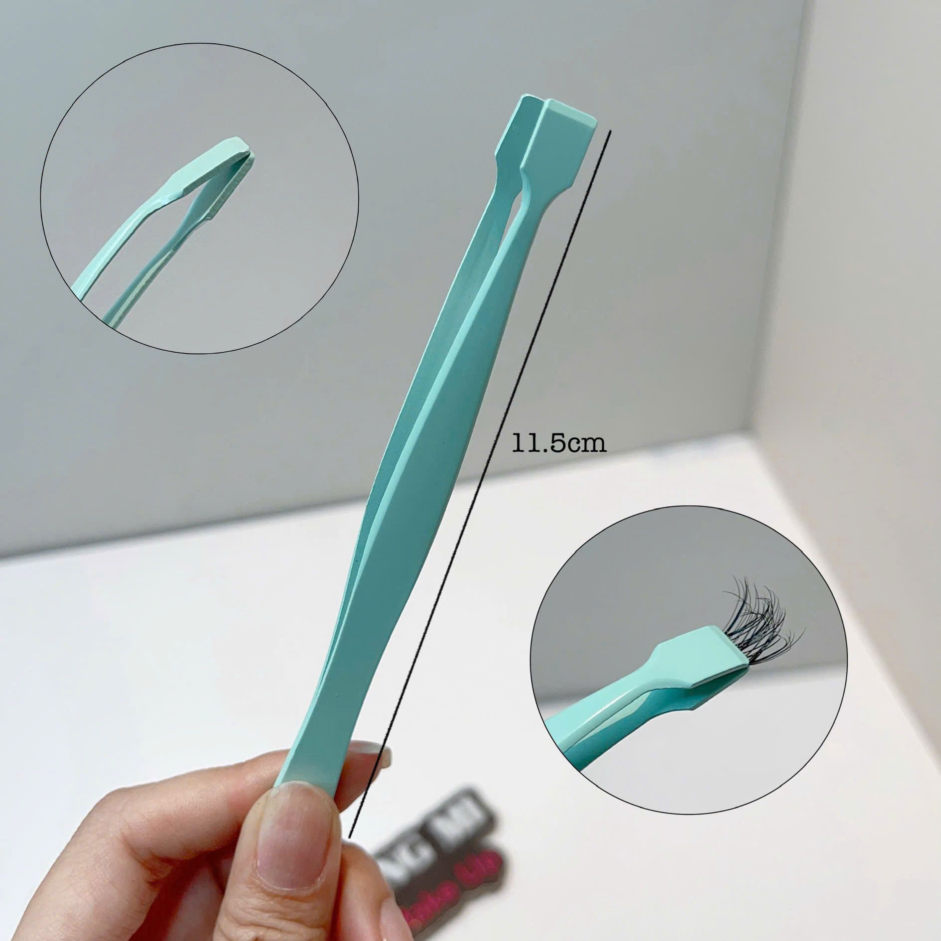 Nhíp gắp lông mi đầu vuông màu xanh camay